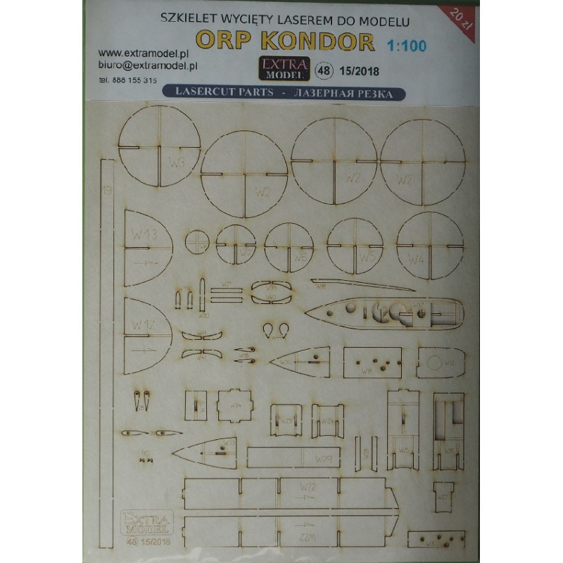 ORP «Kondor» – польская подводная лодка - детали, вырезанные лазером 1/100