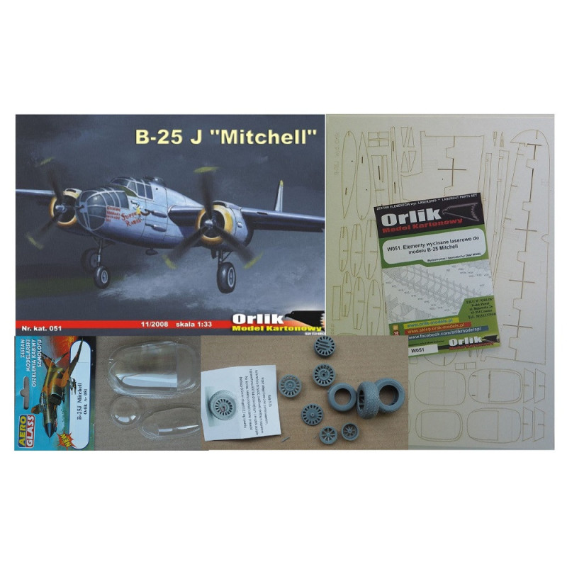 North American B-25J «Mitchell» – американский бомбардировщик (меловая бумага) - набор