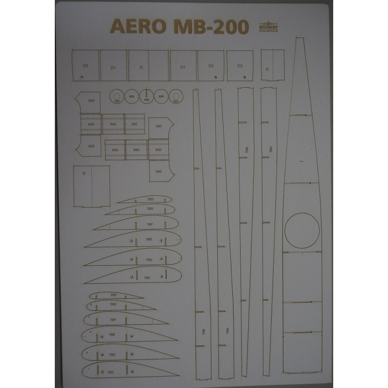 Aero MB-200 - Čekoslovakijos bombonešis - lazeriu pjautos detalės