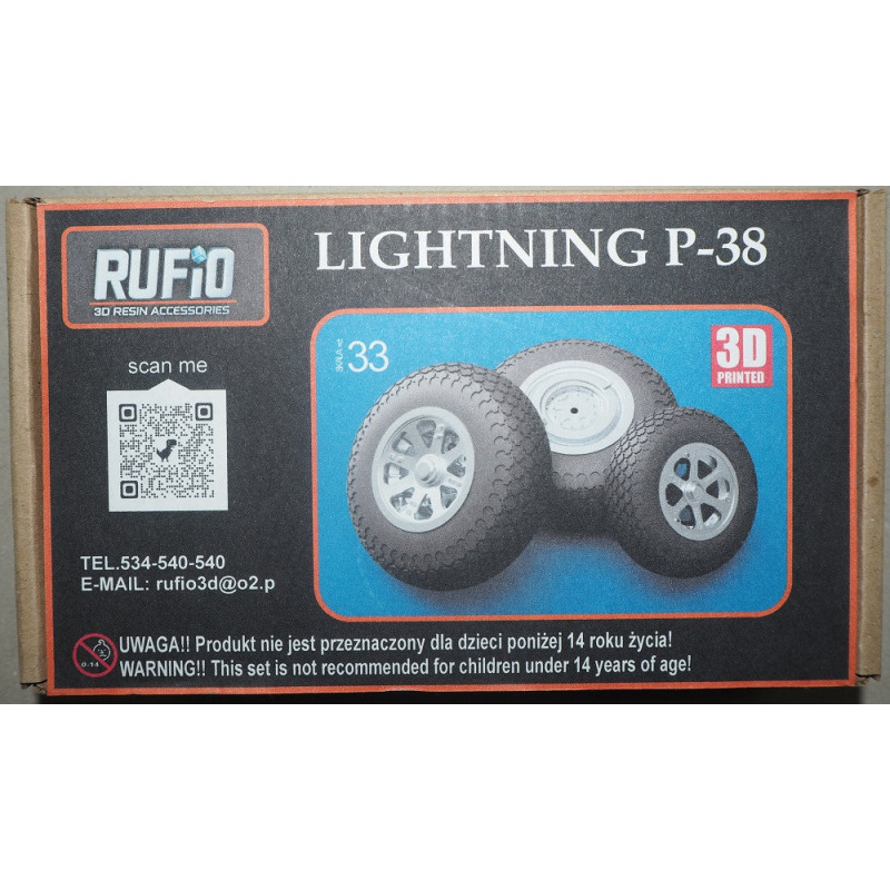 Lockheed P-38J "Lightning" - the American long range fighter  – 3D - plastic wheels