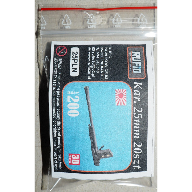 Japoniškas 25 mm zenitinis automatas – 3D – plastmasinės detalės
