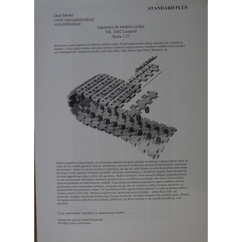 VK 1602 “Leopard” – the German light tank – prototype - laser-cut tracks - strips