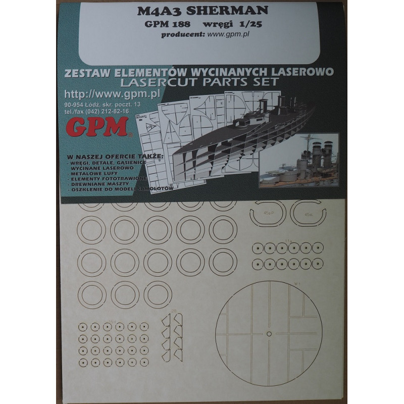 M4A3 „Sherman“ – JAV vidutinis tankas - lazeriu pjautos detalės
