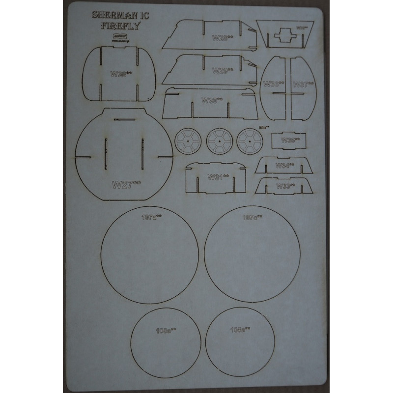 M4A3E8 "Sherman" "Fury" – the US medium tank – a laser cut frame parts