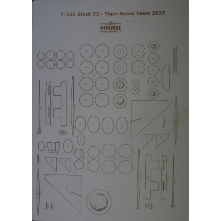 F-16C „Block 52+“ „Tiger Demo Team 2025“ – JAV/ Lenkijos naikintuvas – lazeriu pjautos karkaso detalės