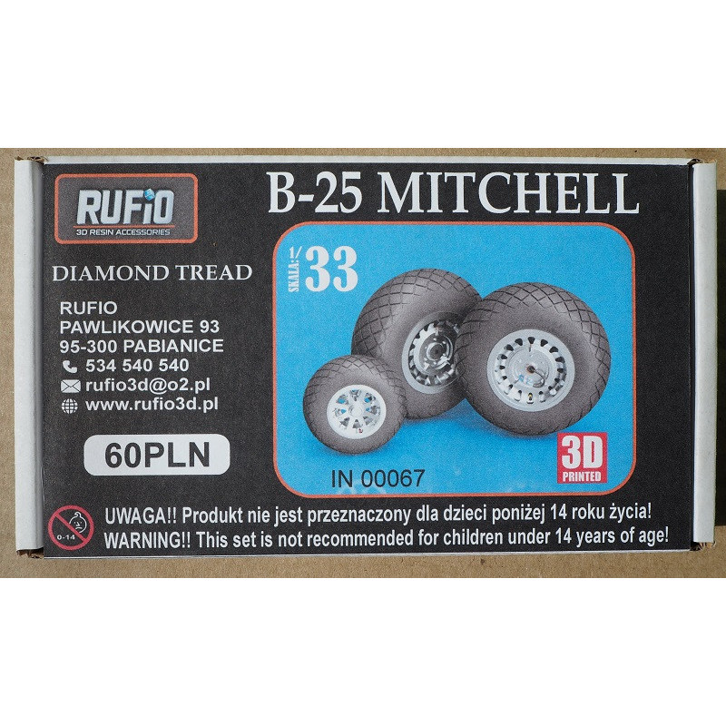 North American B-25 „Mitchell“ – JAV bombonešis – 3D - plastmasiniai ratai