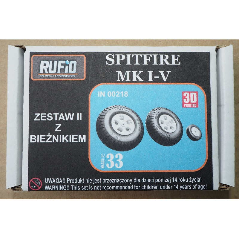 Vickers Supermarine «Spitfire» Mk. I–V  – британский истребитель – 3D пластиковые колеса (покрышка с протектором)