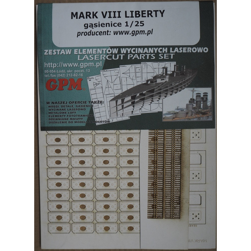 Mark VIII „Liberty“ – Didžiosios Britanijos ir JAV sunkusis tankas – lazeriu pjautos vikšrų detalės