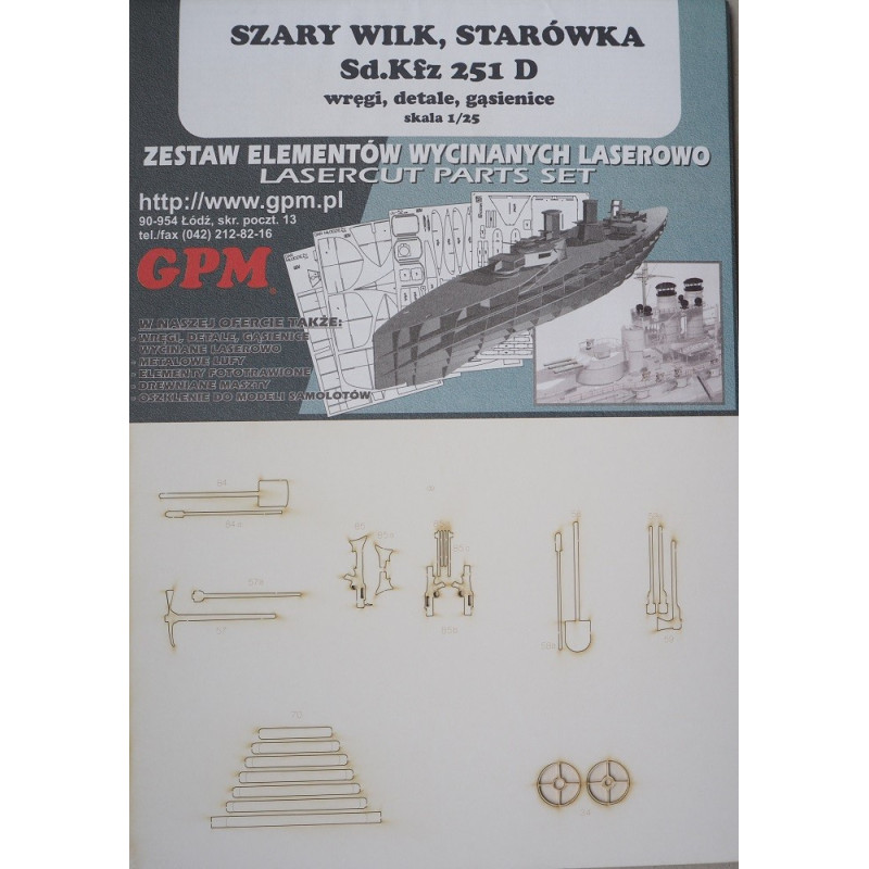 Sd. Kfz. 251/3 Ausf. D „Starowka“/„Szary Wilk” – the German/ Polish armored transporter - a laser cut details and caterpillars