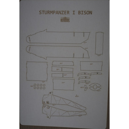 Pz. Kpfw. I Ausf. B. „Bison“ – Vokietijos savaeigė patranka – lazeriu pjautos karkaso detalės