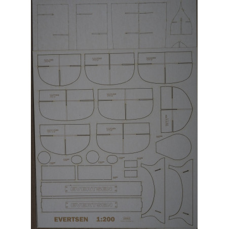 «Evertsen» - голландский броненосец береговой обороны - детали, вырезанные лазером