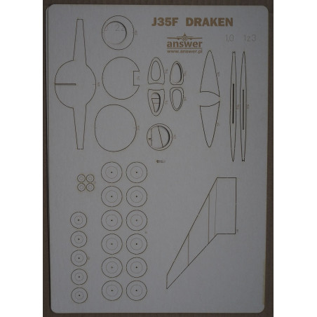 SAAB J-35F „Draken“ – Švedijos naikintuvas – perėmėjas – lazeriu pjautos karkaso detalės