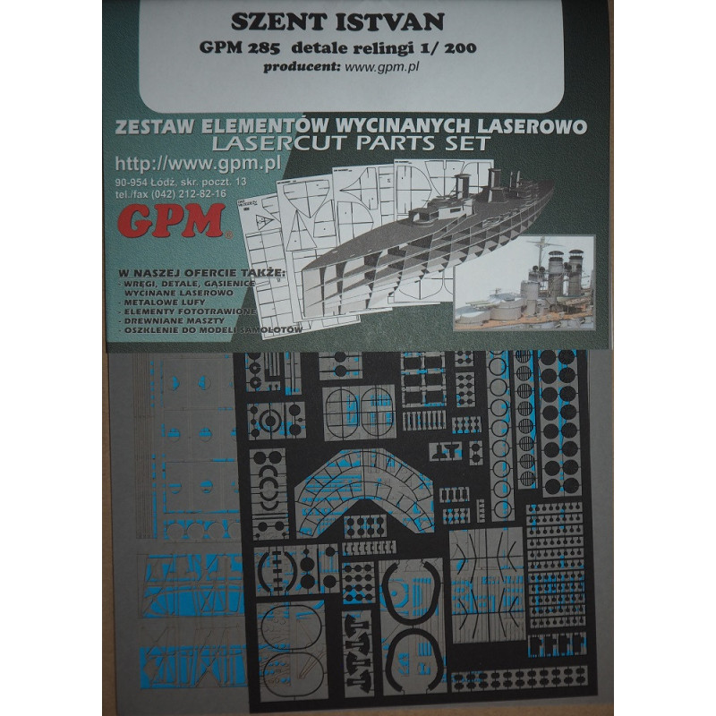 „Szent Istvan“ - Austrijos-Vengrijos „Tegetthoff“ klasės linijinis laivas– lazeriu pjautos papildomos detalės