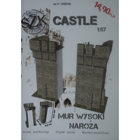 Corner of a high defensive wall (version 1)– a medieval castle detail (Castle series)
