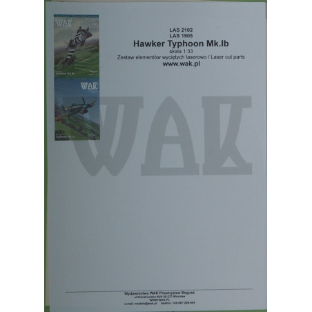 Hawker „Typhoon“ Mk. Ib – Didžiosios Britanijos naikintuvas - bombonešis - lazeriu pjautos detalės