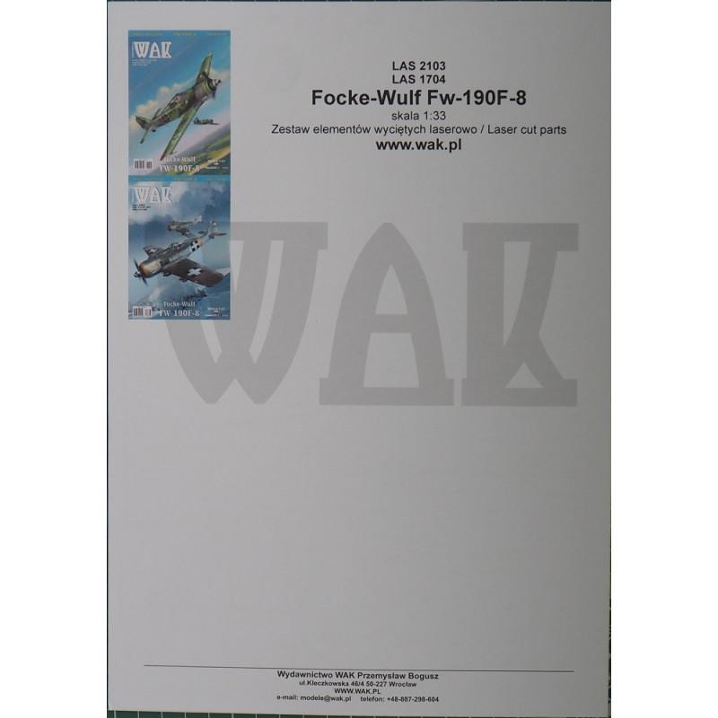 Focke - Wulf FW - 190F - 8 – the German fighter - the laser cut parts
